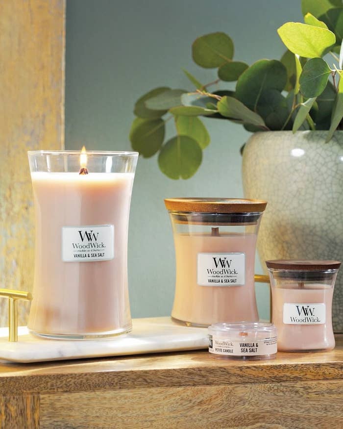 Woodwick candles in vanilla sea salt scent