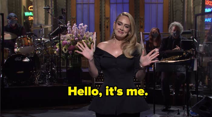 Adele saying, &quot;Hello, it&#x27;s me&quot;