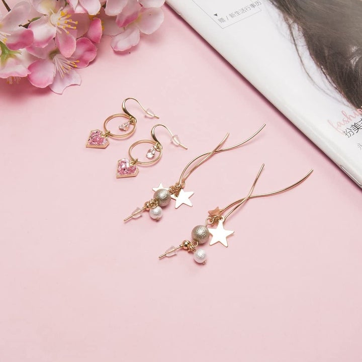 Dangle earrings with the backs on