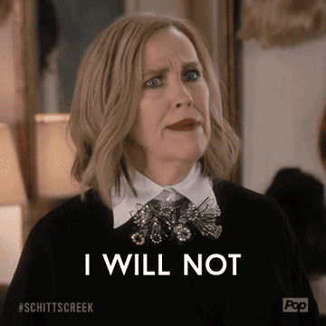 A gif of Moira from the show Schitts Creek saying, &quot;I will not hide behind the internet.&quot;