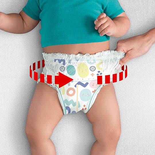 A close-up of the Pampers® Cruisers 360° Fit™ diaper&#x27;s stretchy waistband