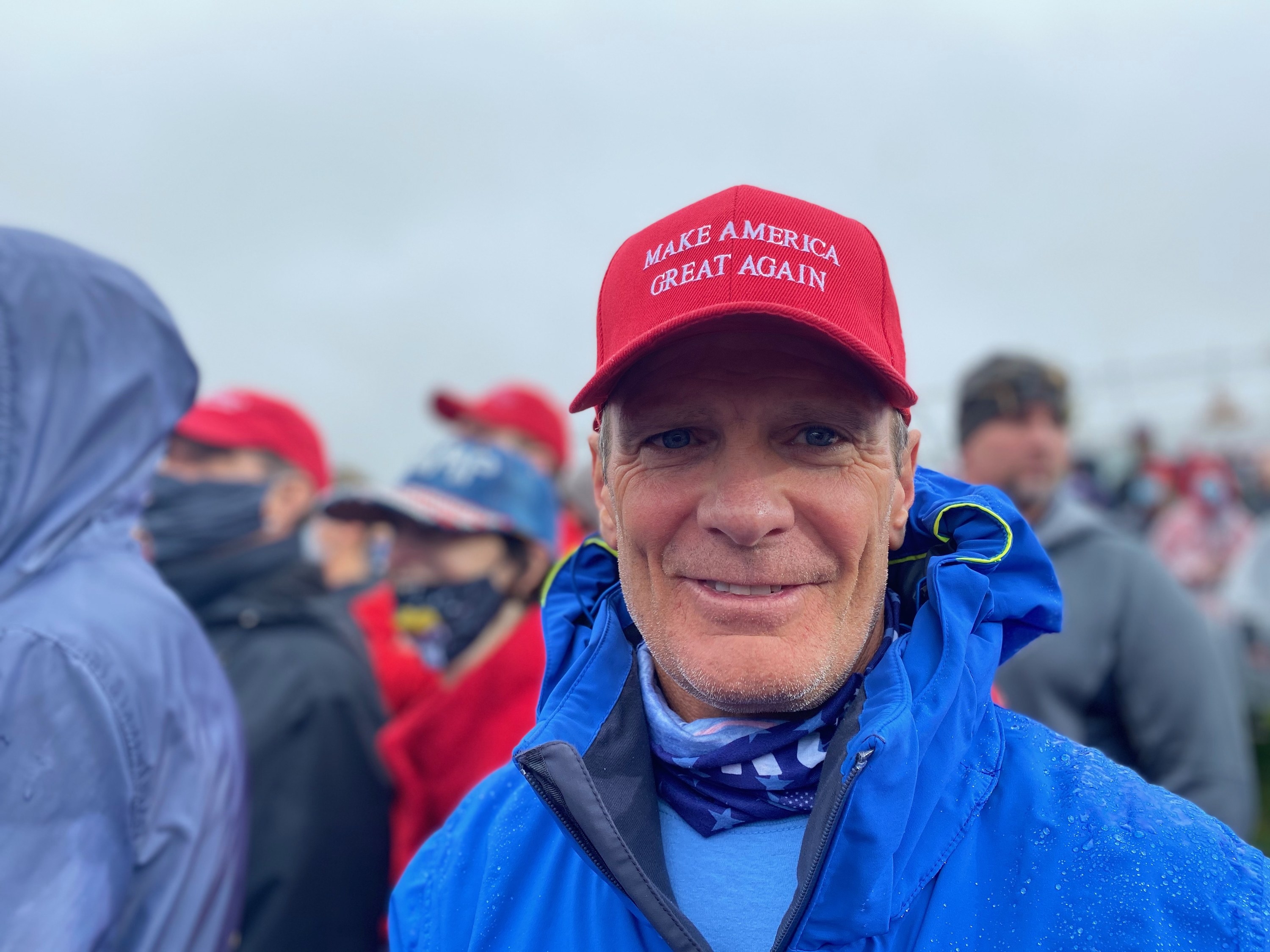 An attendee wearing a Make America Great Again cap at a Pennsylvania Trump rally