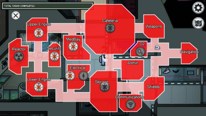 An impostor sabotage map showing the doors closed