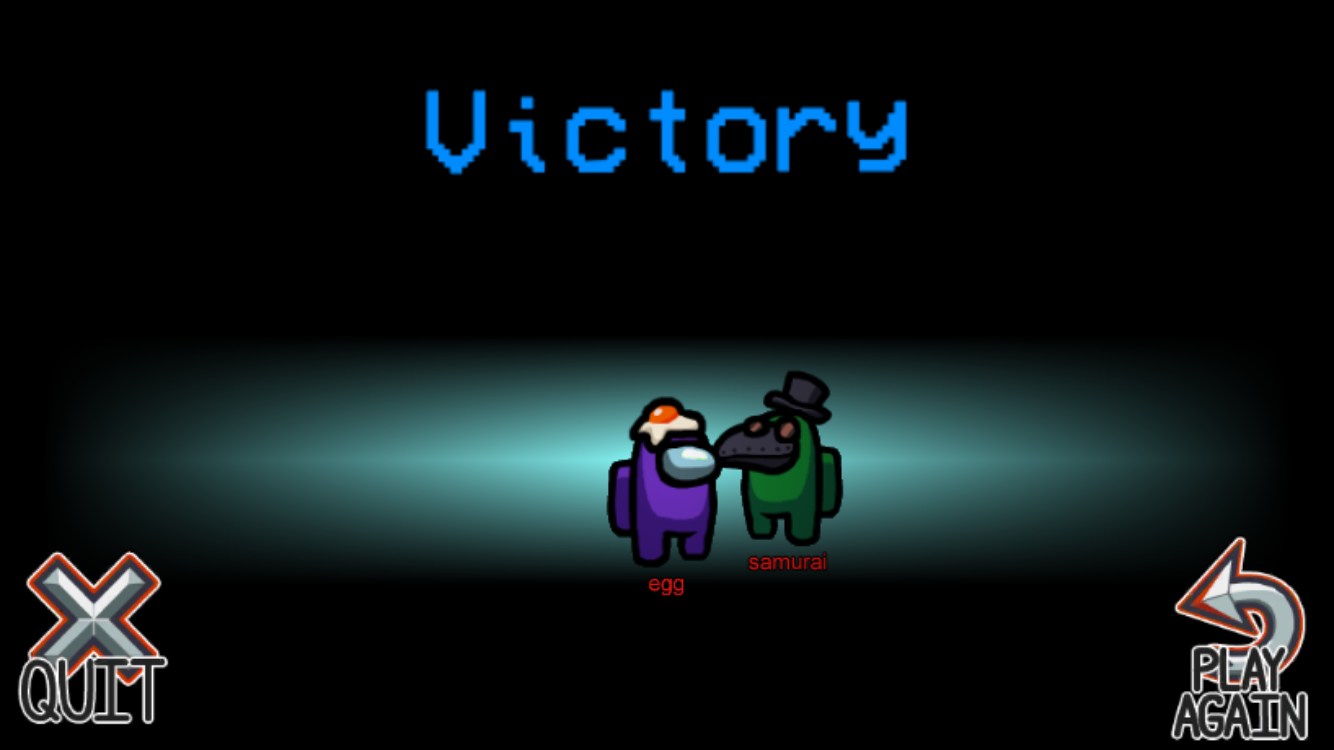 Two &quot;Among Us&quot; impostors with &quot;victory&quot; typed above their heads