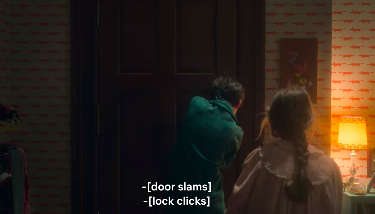 Children lock Victoria Pedretti as Dani in a room