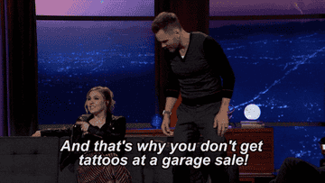 Taylor Tomlinson says, &quot;And that&#x27;s why you don&#x27;t get tattoos at a garage sale!&quot;