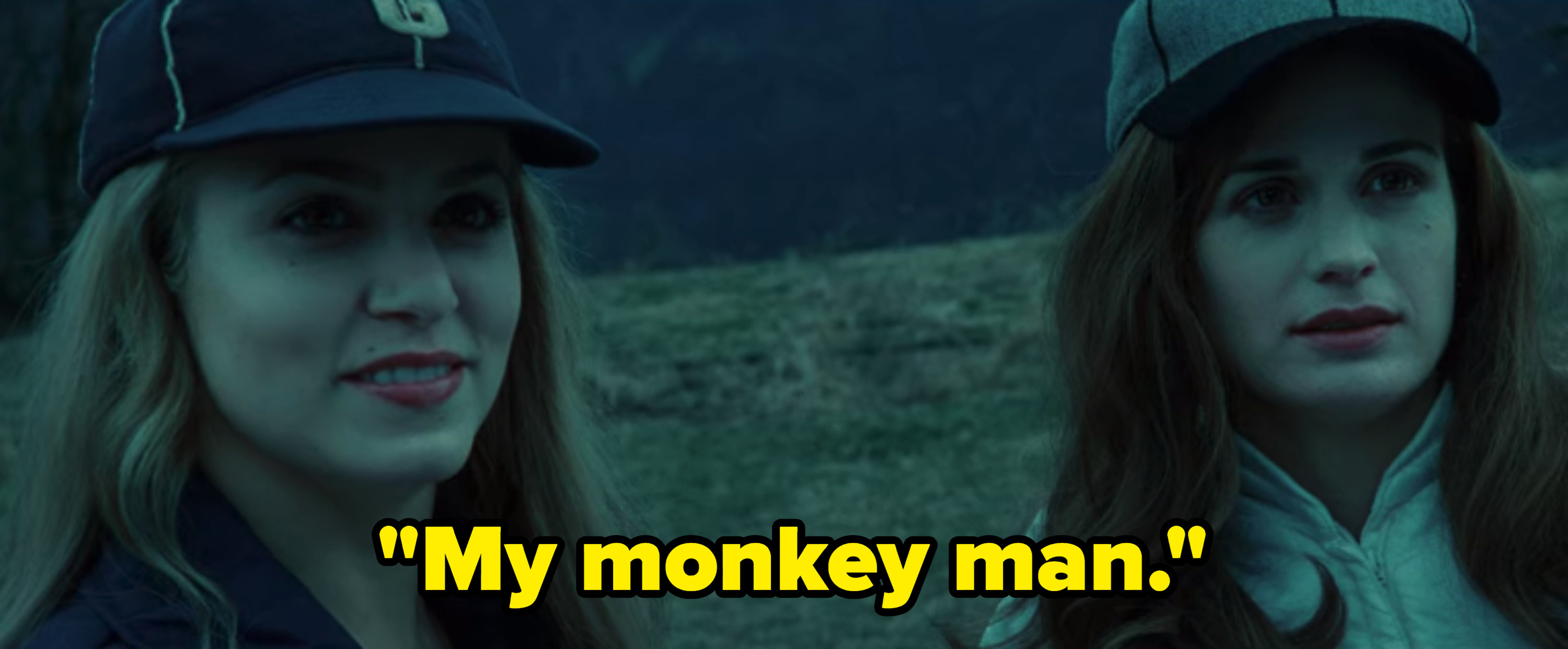 Rosalie standing next to Esme, saying &quot;That&#x27;s my monkey man&quot;