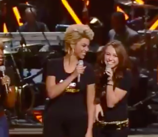 Beyonce and Miley being cute together