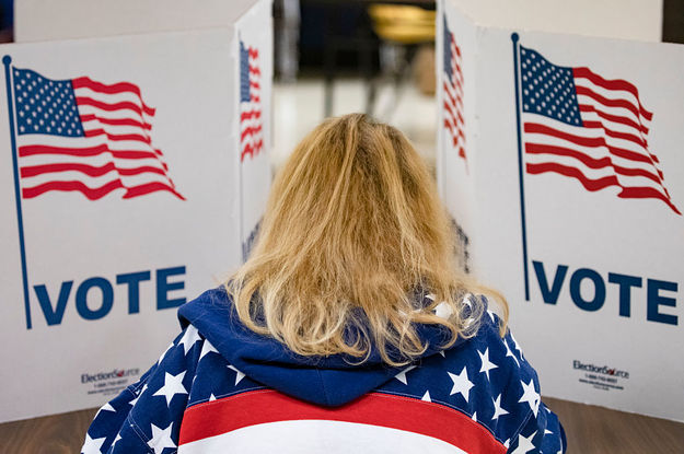 A woman voting