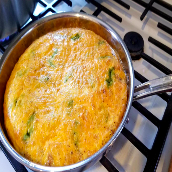 A reviewer photo of a frittata they made in one of the pans in the set