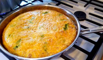A reviewer photo of a frittata they made in one of the pans in the set