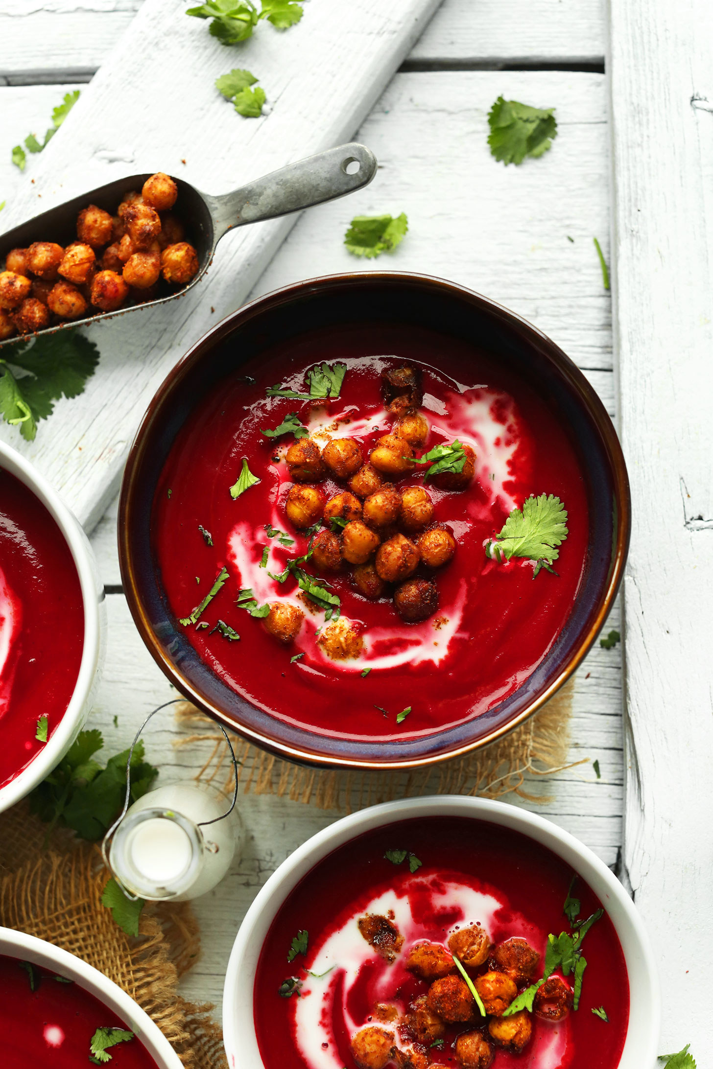 Curried beet soup with tandoori chickpeas