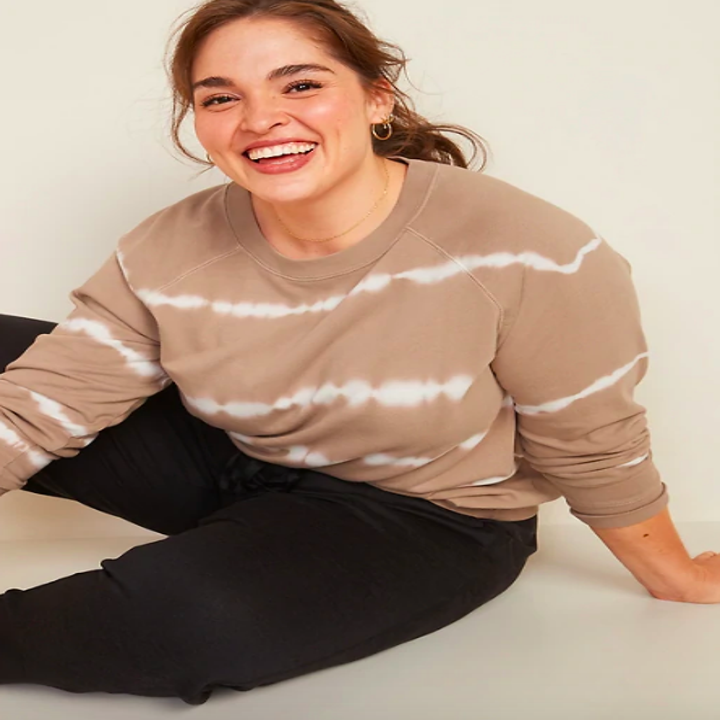 Sweatshirt in two-tone striped dye print