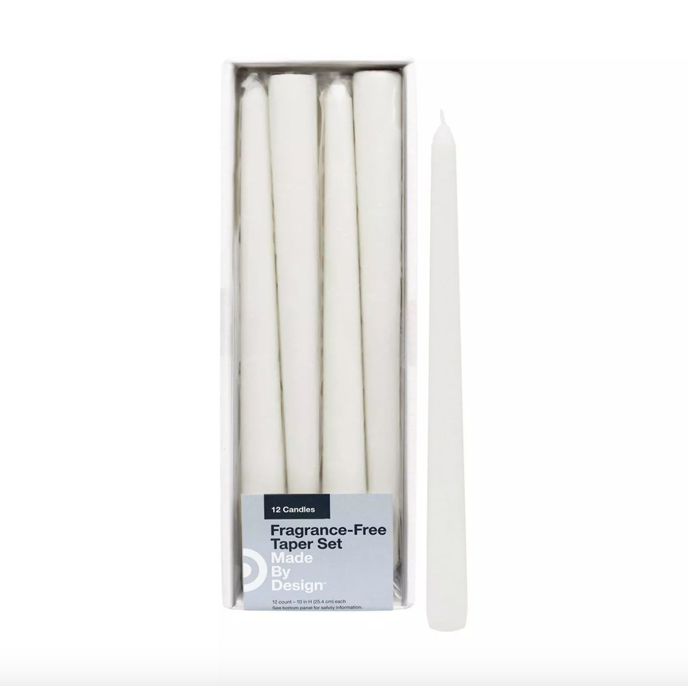 The unscented taper candles in white
