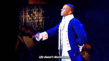 Leslie Odom Jr. as Burr singing &quot;Life doesn&#x27;t discriminate&quot;