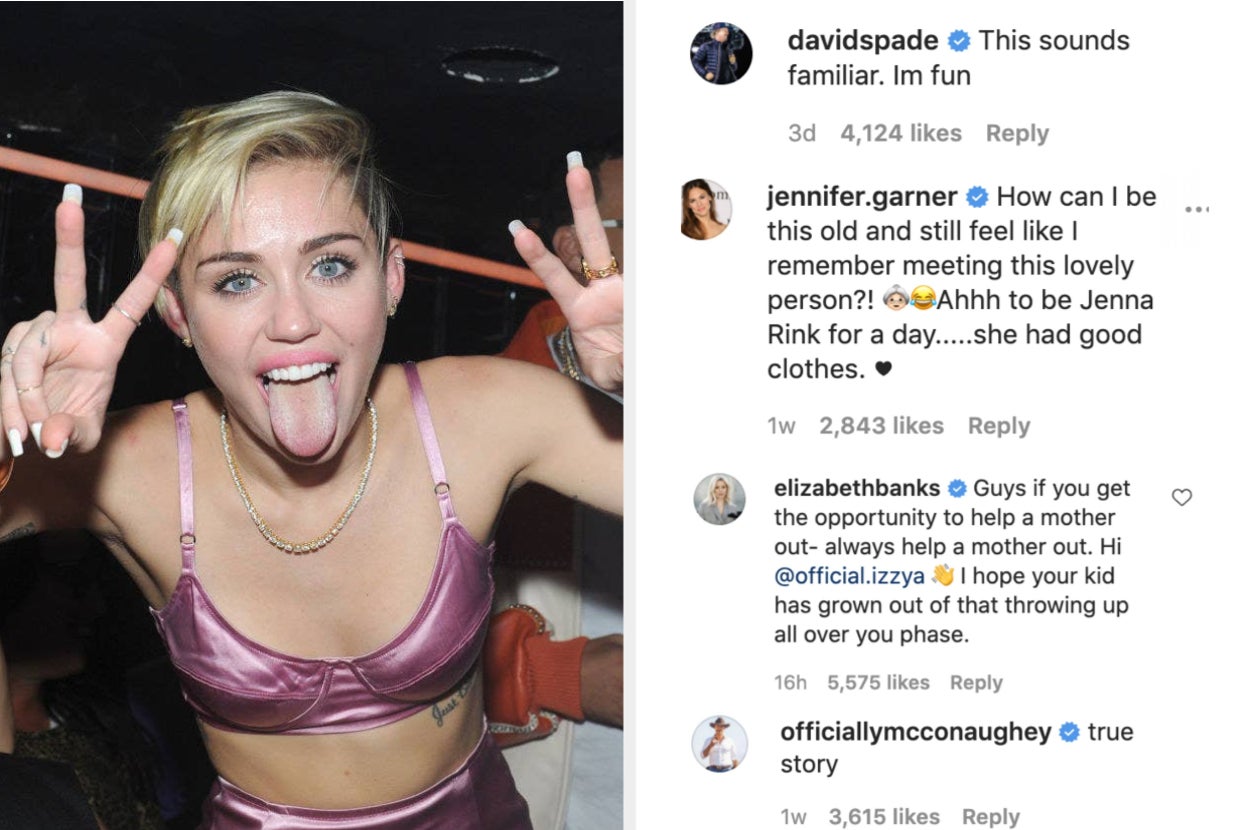 Miley Cyrus and screen caps of instagram comments from celebs