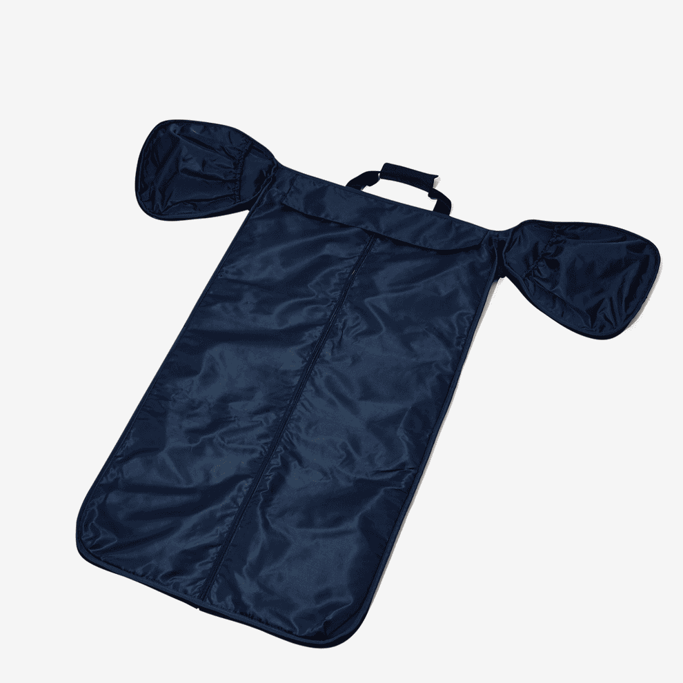 A gif of the garment bag zipping and rolling to form the walls of the duffel bag