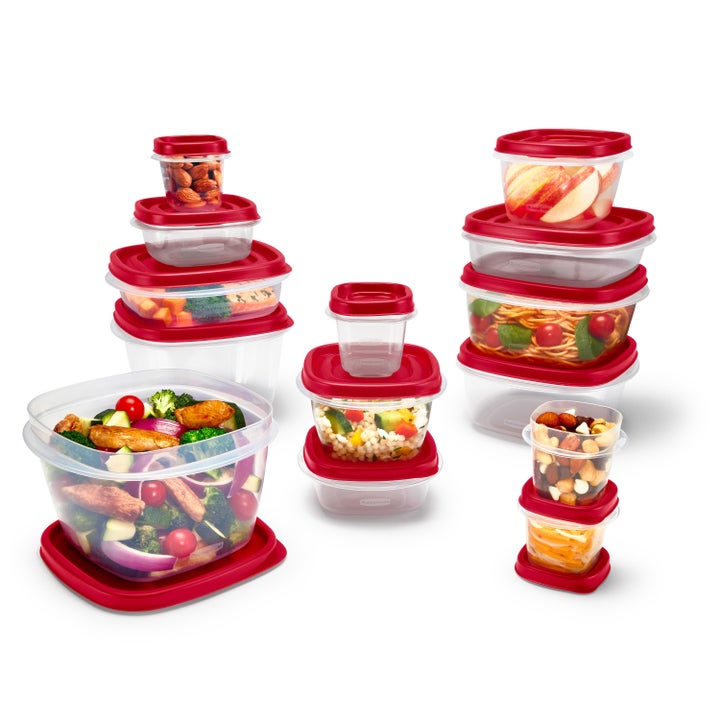 28 pieces of rubbermaid food storage containers 