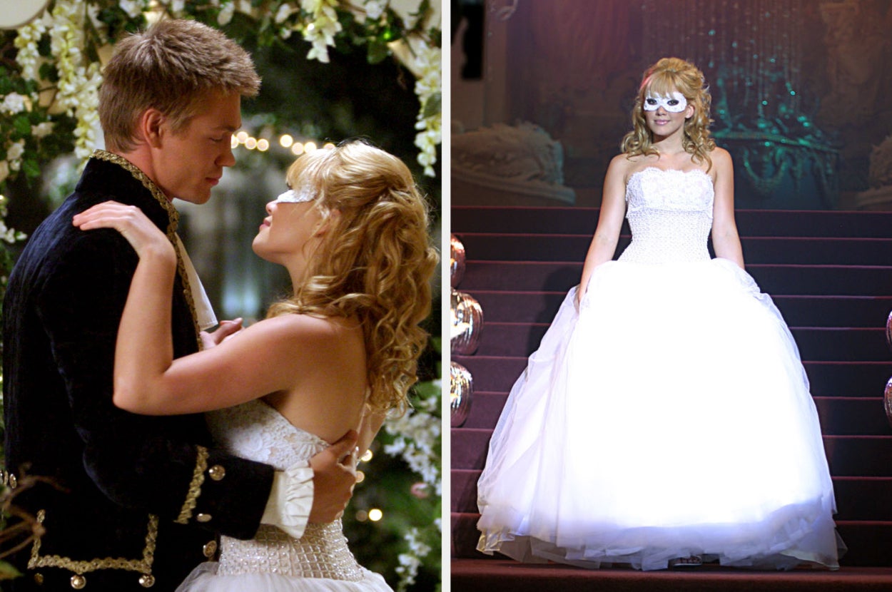 Austin and Sam at the dance side by side with just Sam walking down the stairs