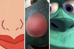 Mulan's nose, Remy's nose, and Sulley's nose closeup