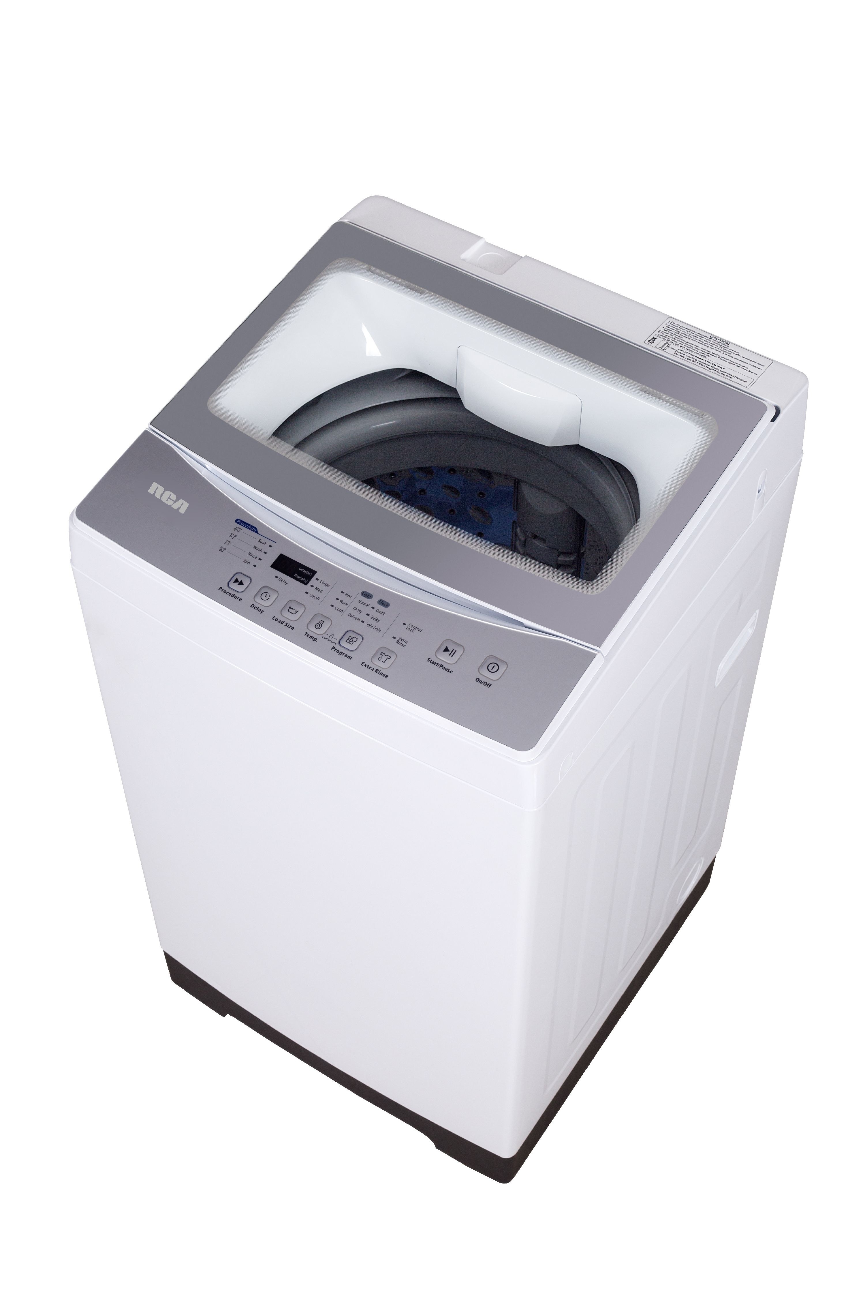 a white portable washing machine seen from the top