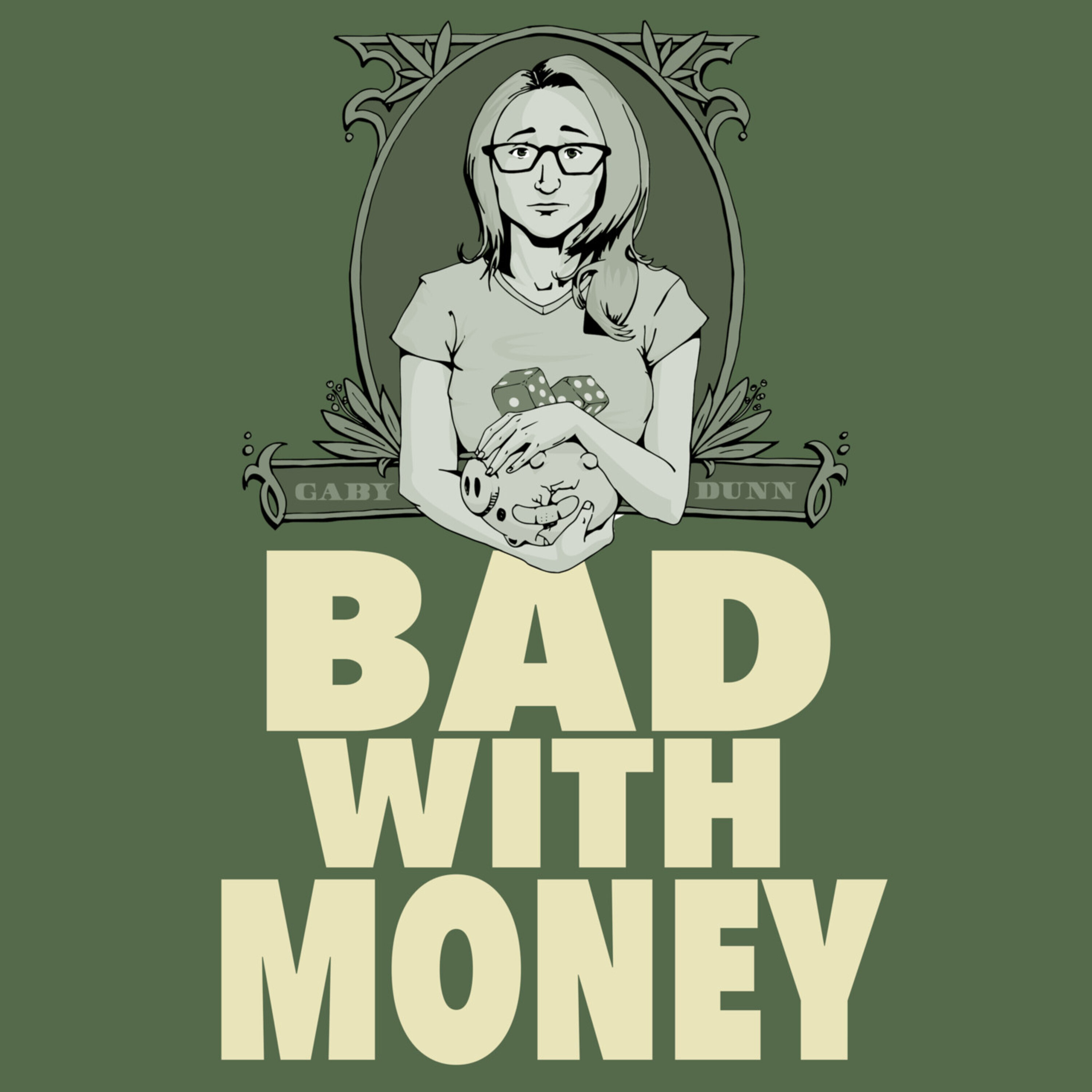  illustration of a confused looking woman with title &quot;Bad With Money&quot;