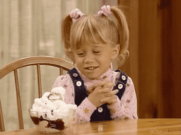 Michelle Tanner from Full House looking at ice cream 