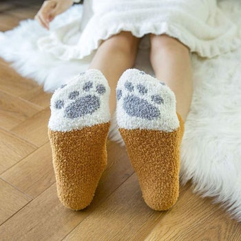 Bottom of socks with paw print