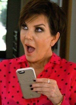 Kris Jenner with a look of shock on her face