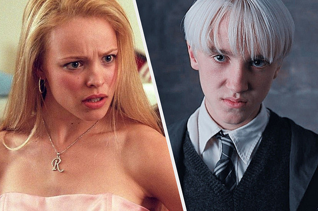 Regina George and Draco Malfoy scowling