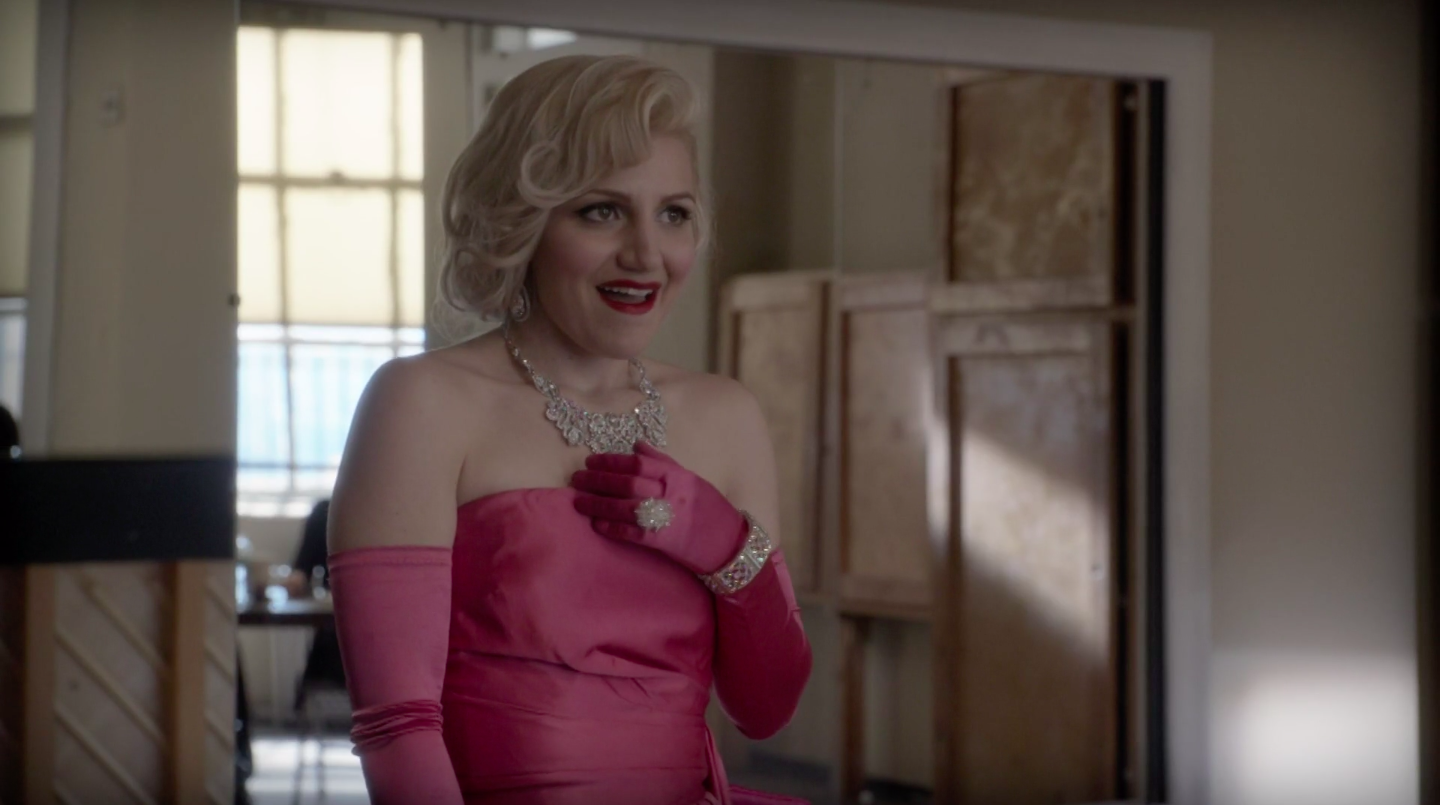 Broadway star Annaleigh Ashford playing a character dressed as Marilyn Monroe in an audition