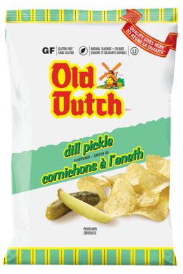 A bag of Old Dutch Dill Pickle Potato Chips