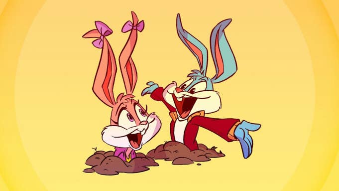 Babs and Buster Bunny popping out of dirt