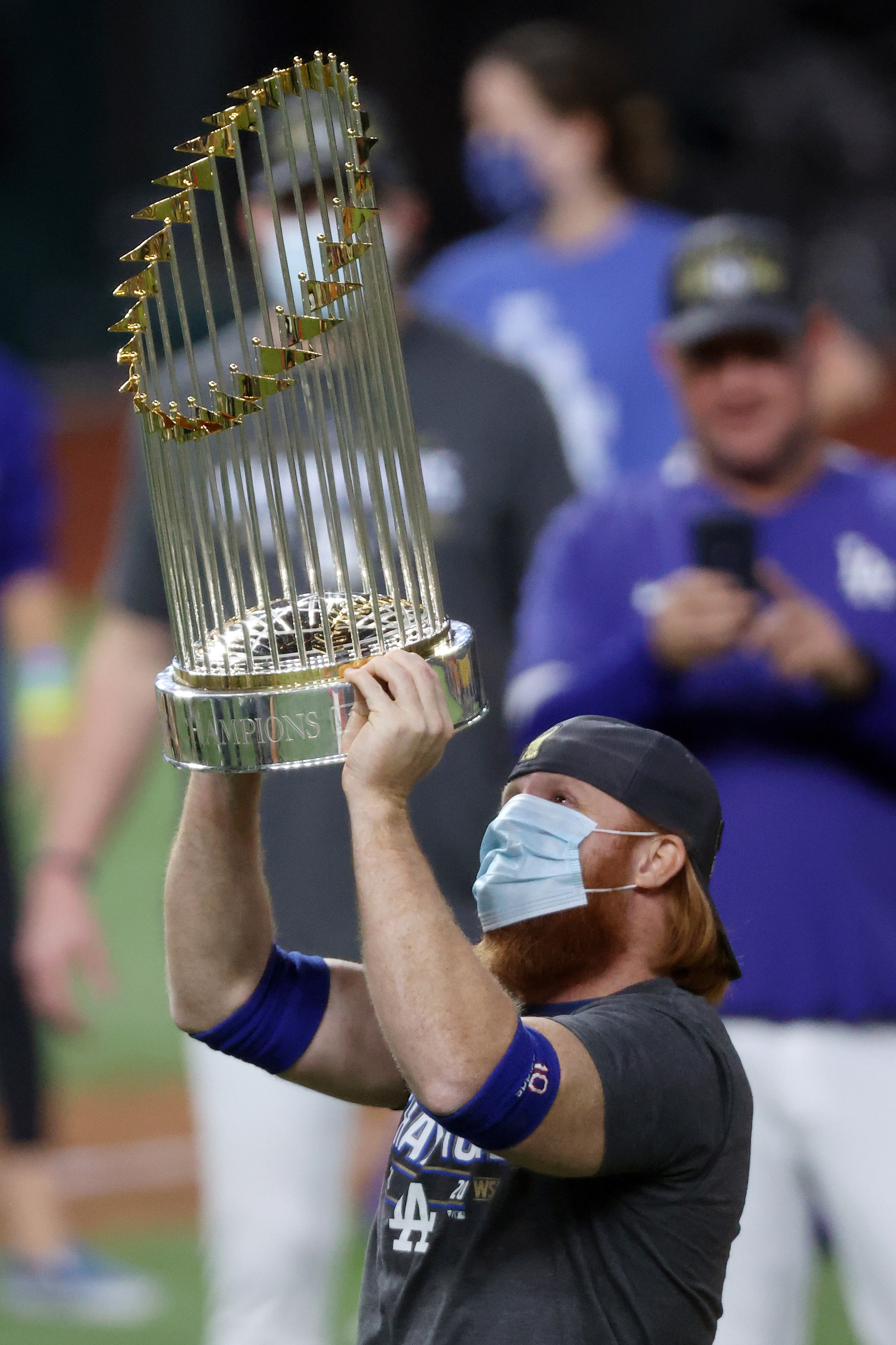 Los Angeles Dodgers' Justin Turner celebrates World Series victory