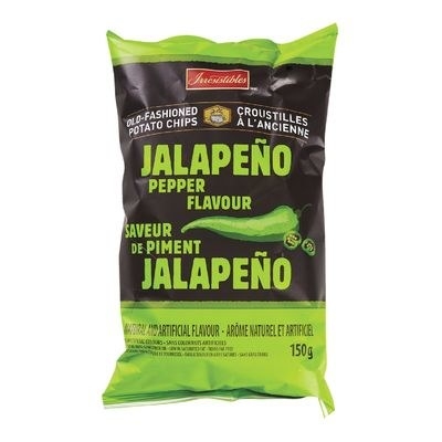 A bag of Irresistibles Jalapeño Pepper Flavour Old-Fashioned Chips