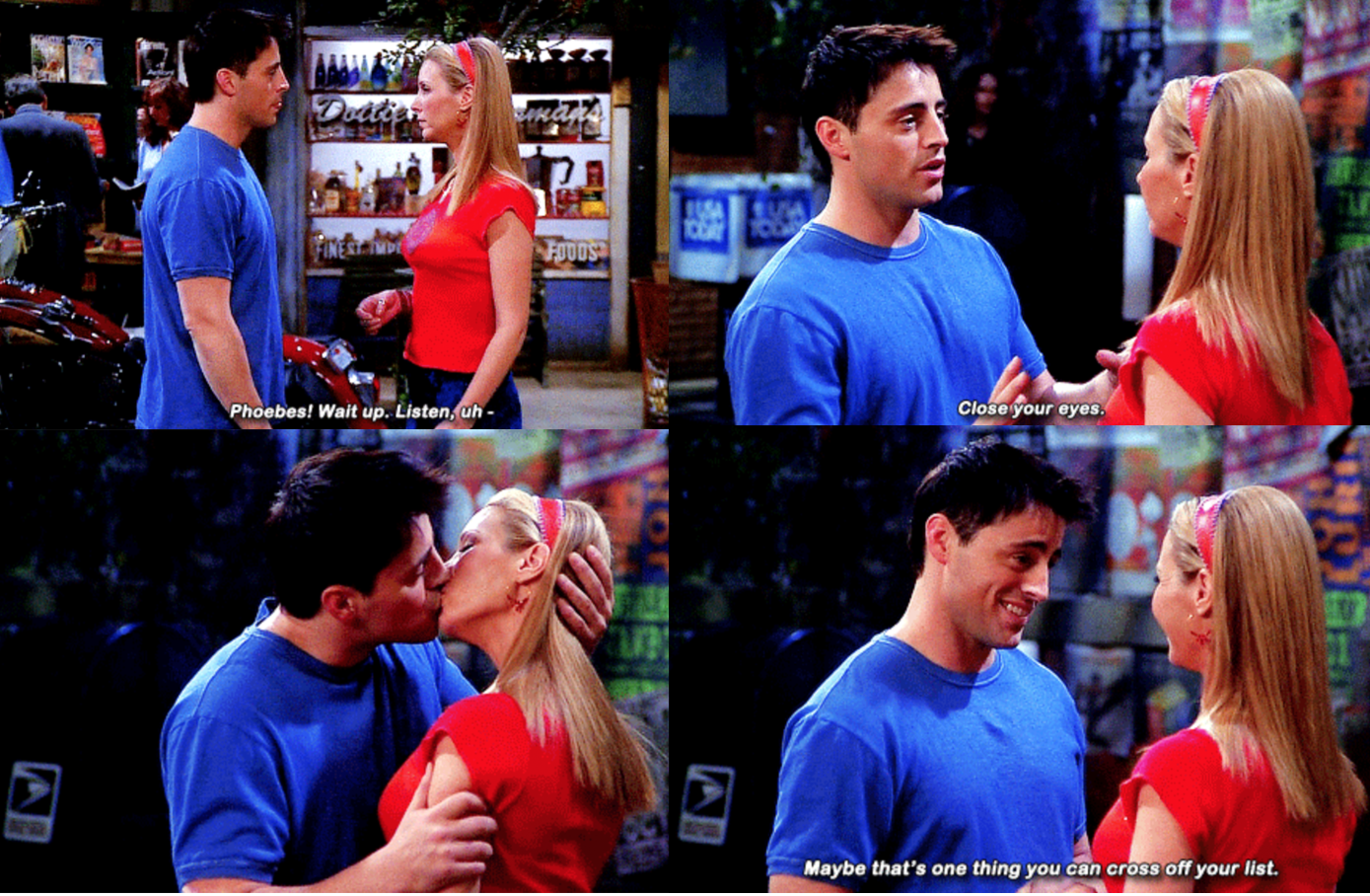 Lisa Kudrow as Phoebe Buffay and Matt LeBlanc as Joey Tribbiani in the show &quot;Friends.&quot;