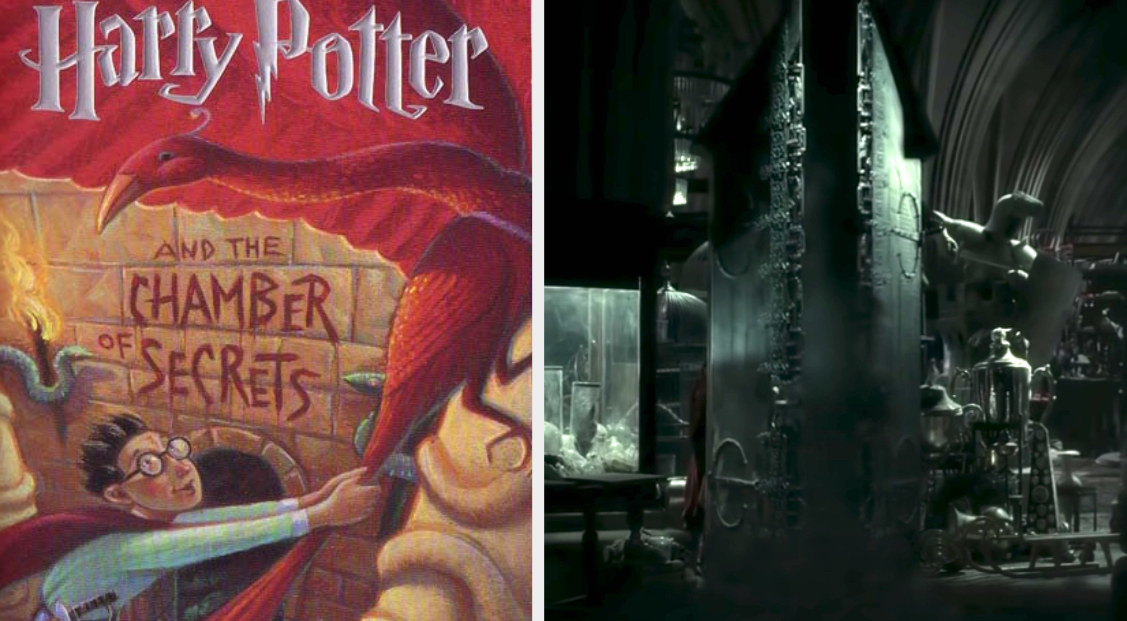 The book cover of &quot;Chamber of Secrets&quot; and the Vanishing Cabinet in &quot;Half-Blood Prince&quot;