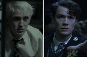 Draco on the left and Tom Riddle on the right