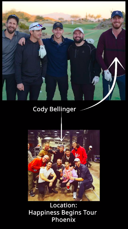 The Jonas Brothers photographed with Cody Bellinger