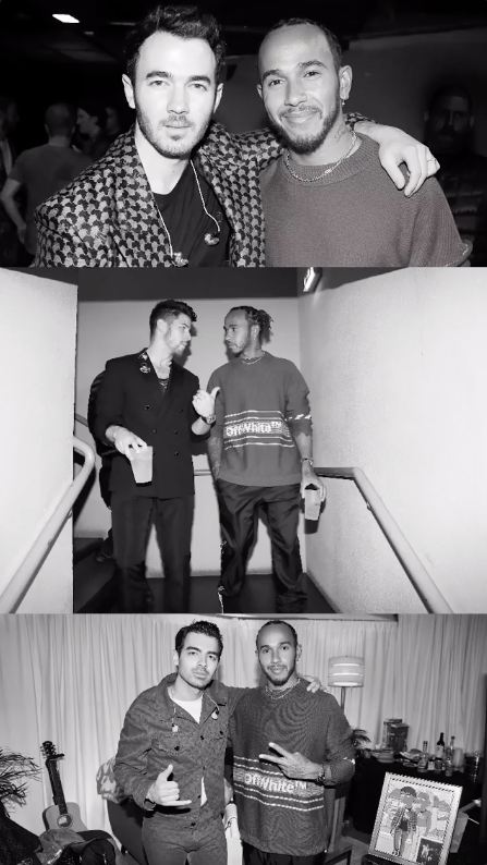 Photos of Lewis Hamilton with the Jonas Brothers