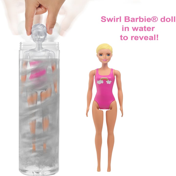 Silver-painted Barbie doll dipped in to reveal what's underneath