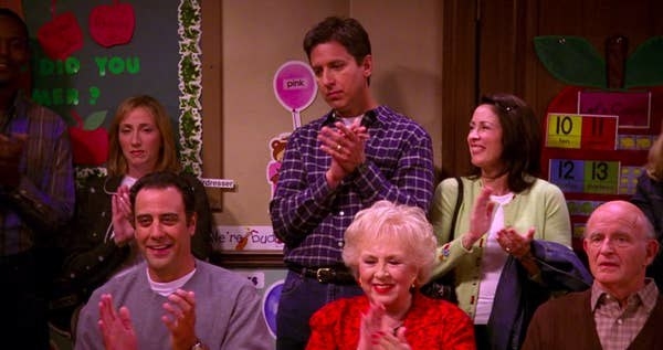 A still of Ray Barone, Debra Barone, Robert Barone, and Marie Barone in Everybody Loves Raymond