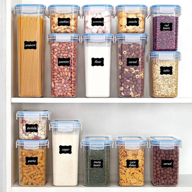 The full 15 piece Vtopmart Airtight Food Storage Containers Set being used to store different kinds of food