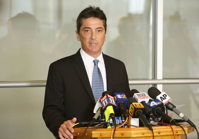 Scott Baio speaking at a press conference