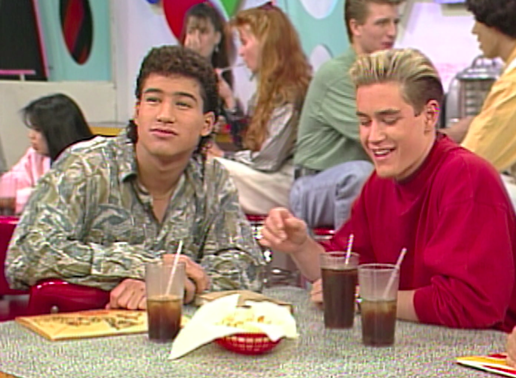 A still of Zack Morris and AC Slater in Saved By The Bell