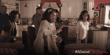 Mo&#x27;Nique, Kimberly Elise, Jessie Usher, and J.B. Smoove dancing in Almost Christmas