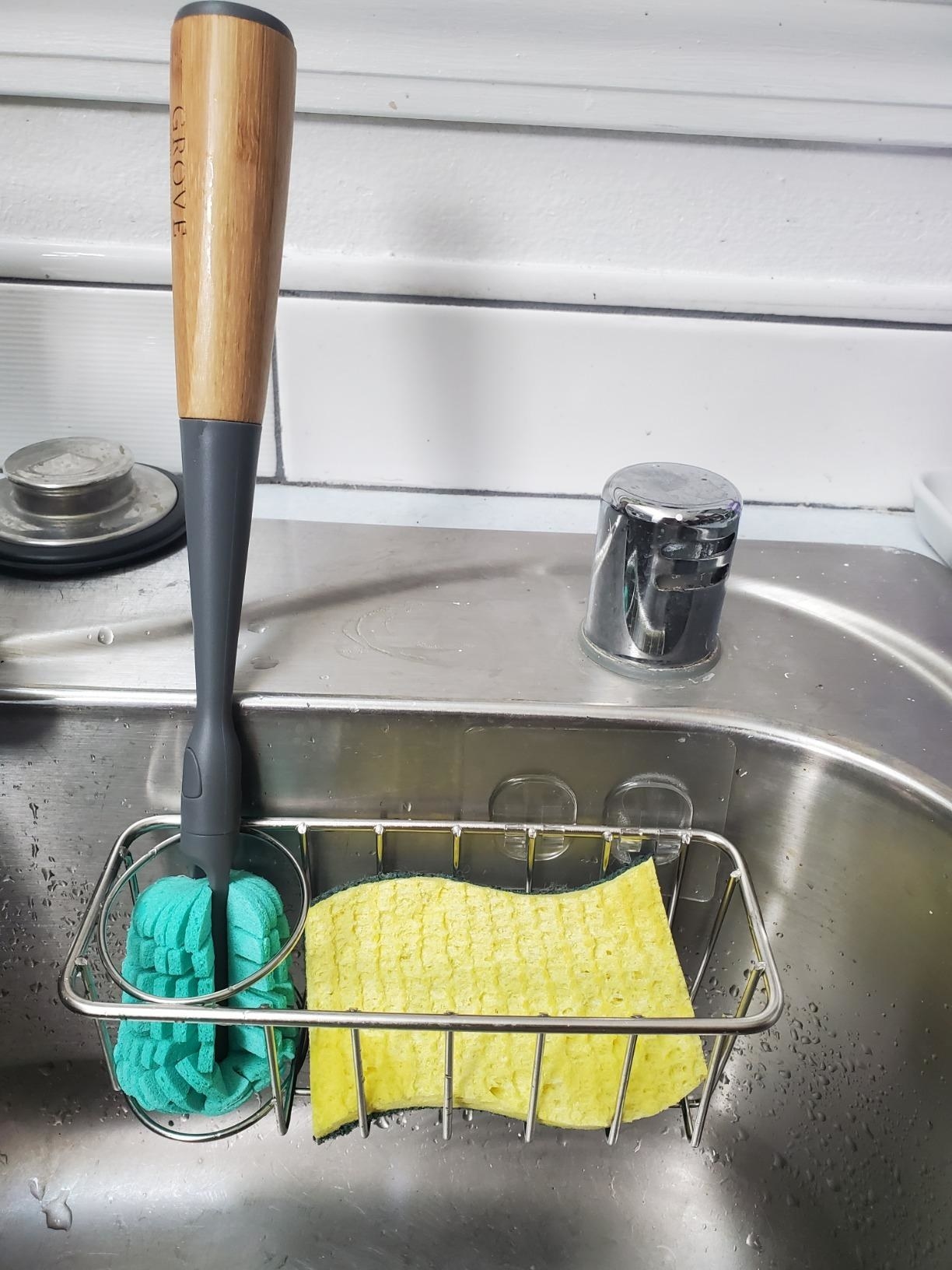 Reviewer image of sink caddy with sponges
