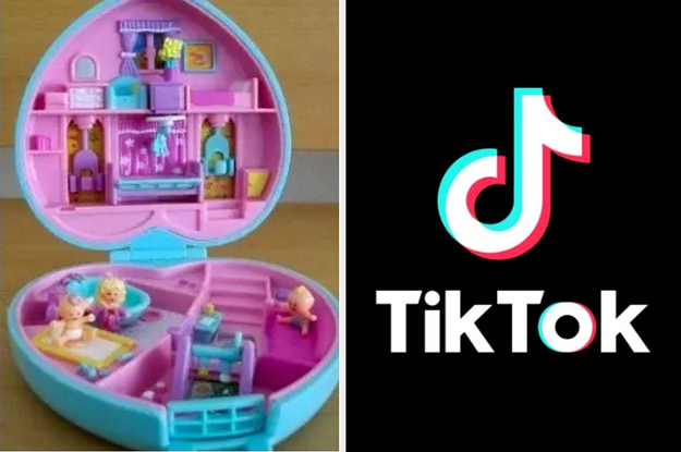 A Polly Pocket toy from the 2000s and the TikTok logo