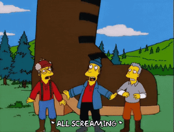 gif of three simpsons charcters getting hit with a random wave of water captioned &quot;*all screaming*&quot;