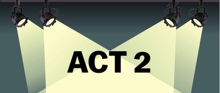 spotlights with the words &quot;Act 2&quot;